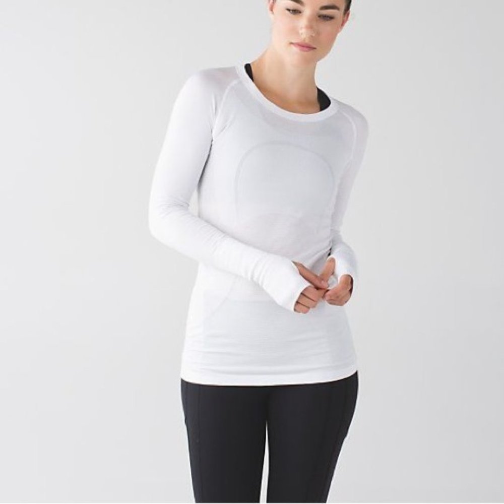 White Lululemon Swiftly Tech Long Sleeve 2.0